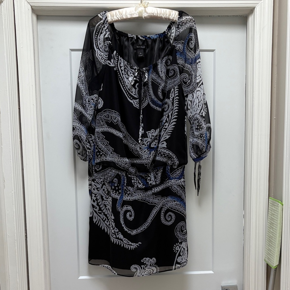 White House Black Market Black and White Paisley Dress